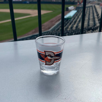 Delmarva Shorebirds Logo Brands Stripe Shot Glass